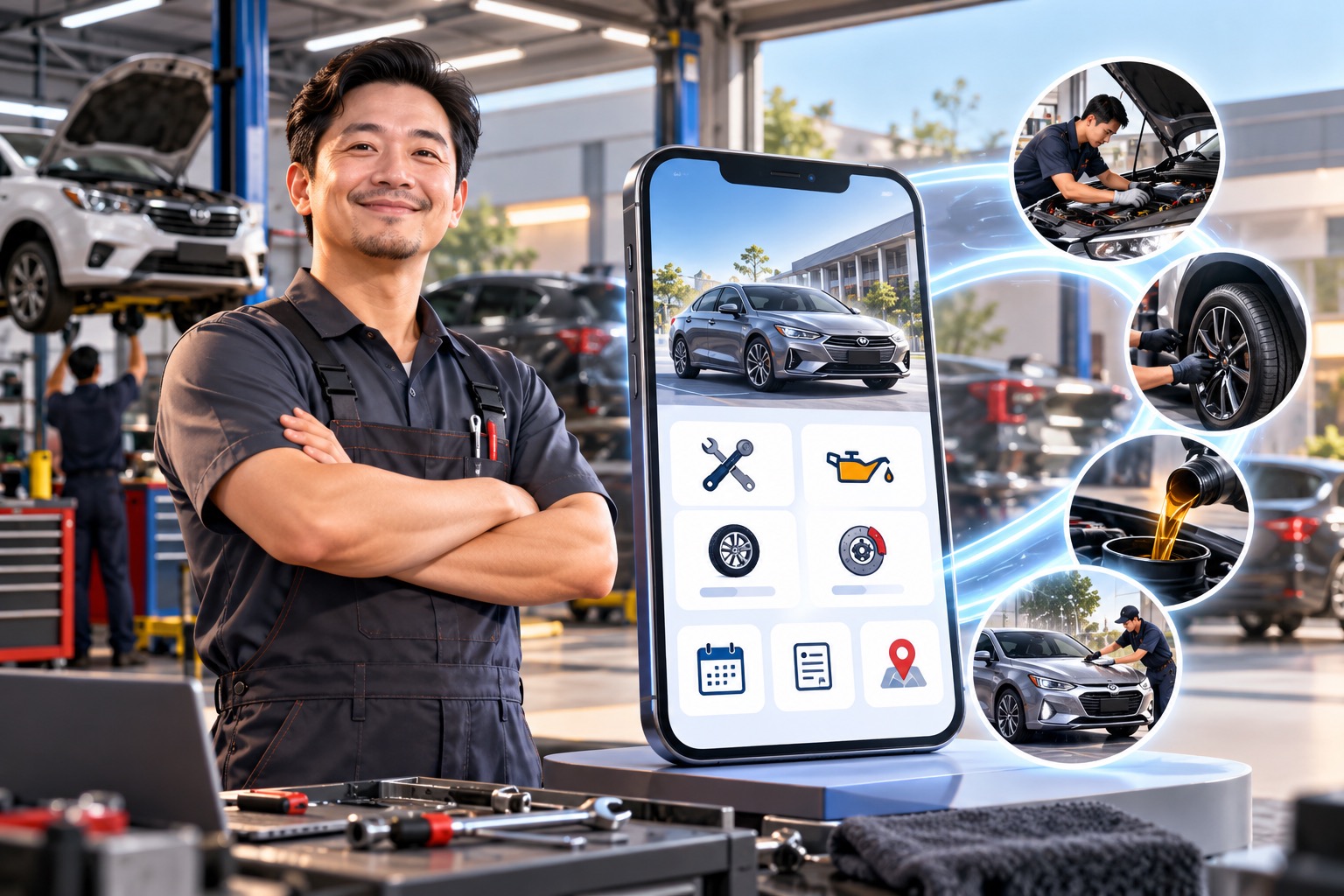 THIẾT KẾ APP MOBILE CHO GARAGE Ô TÔ: DỊCH VỤ CHĂM SÓC XE HOÀN HẢO