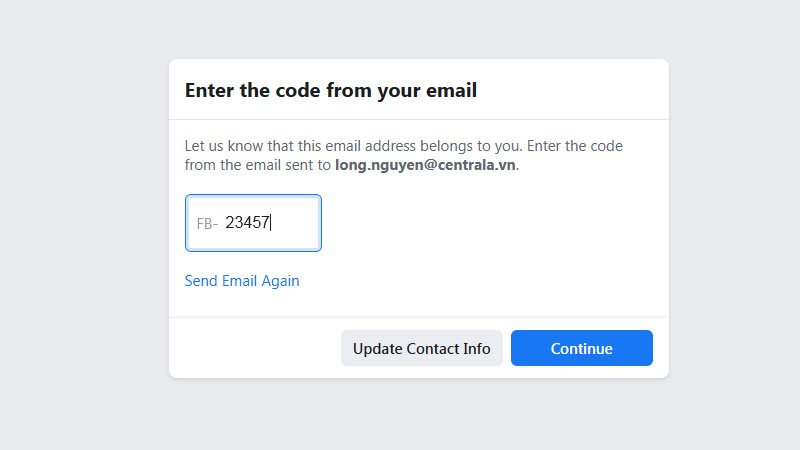Cách đăng ký Facebook - Điền mã code mà Facebook gửi về email đăng ký