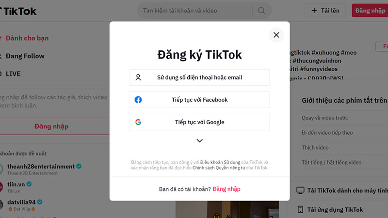 Cách đăng ký Tiktok - Bạn có thể chọn mục mà Tiktok đề xuất