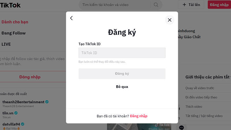 Cách đăng ký Tiktok - Chọn mục tài khoản mới nếu không có các mục Tiktok đề xuất