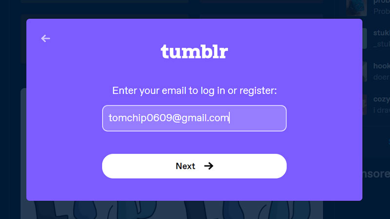 Cách đăng ký Tumblr - Sử dụng gmail chính chủ để đăng ký