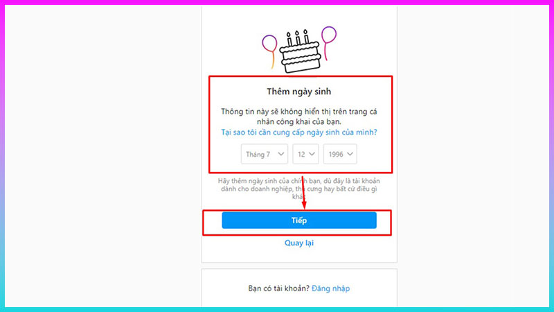 Cách đăng ký Instagram - Điền đầy thông tin mà ứng dụng cần