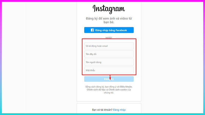 Cách đăng ký Instagram - Đăng ký dễ dàng với tài khoản Facebook