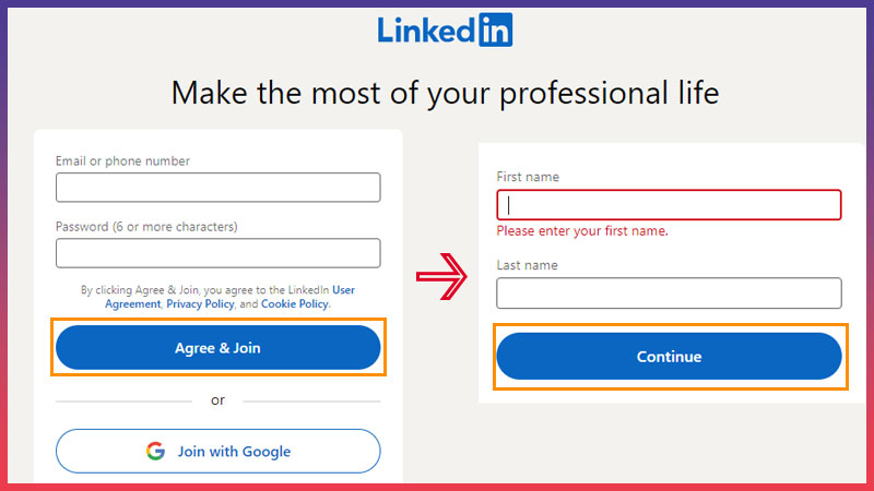 Cách đăng ký Linkedin - Bạn có thể dùng tài khoản GG hoặc đăng ký một cách bình thường