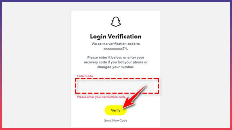 Cách đăng ký Snapchat - Điền mã xác thực mà nền tảng gửi về cho bạn