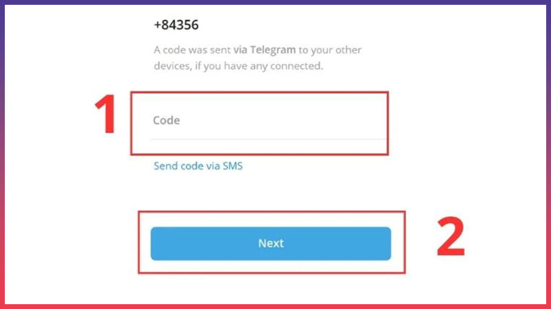 Cách đăng ký Telegram - Sử dụng mã xác thực gửi về để đăng nhập