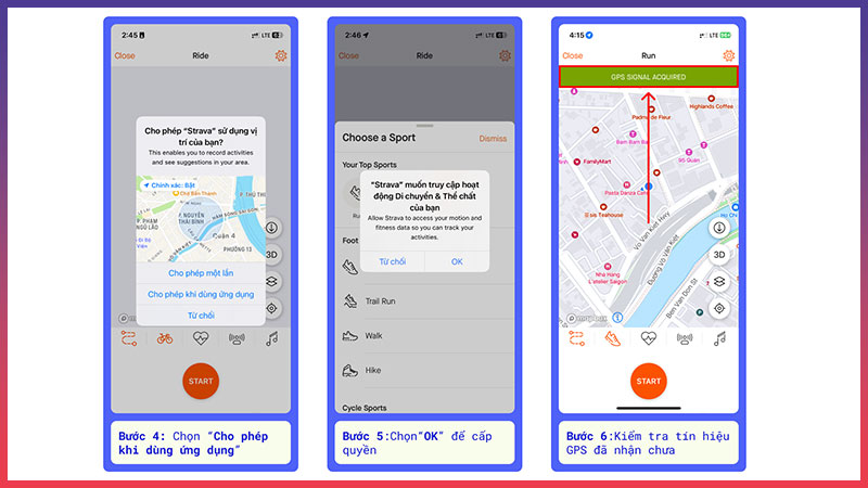 Cách đăng ký Strava - Bạn cần cấp một số quyền để ứng dụng hoạt động bình thường