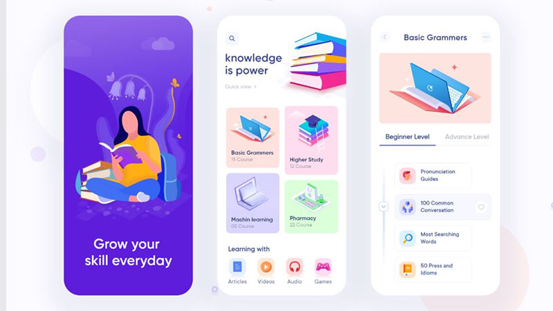 Một số tính năng minh họa của mobile app trường học