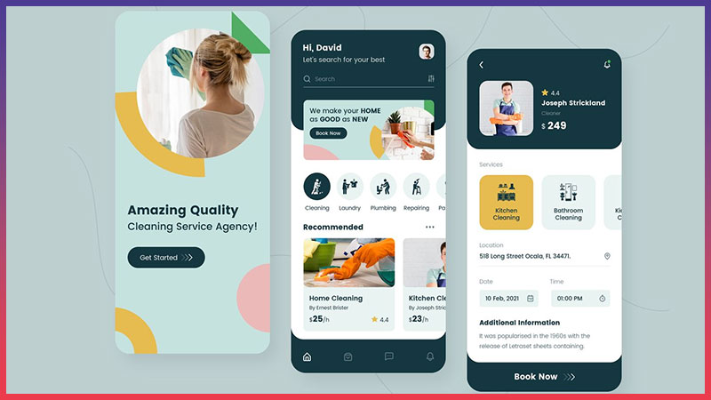 Giao diện minh họa của mobile app trung tâm dạy nghề