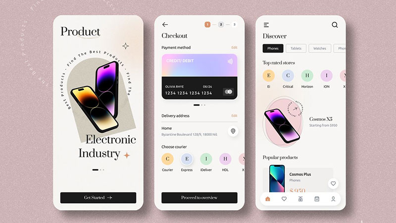Giao diện minh họa của mobile app cửa hàng bán điện thoại