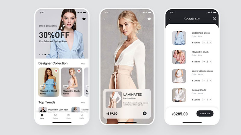 Một số tính năng minh họa của mobile app cửa hàng thời trang
