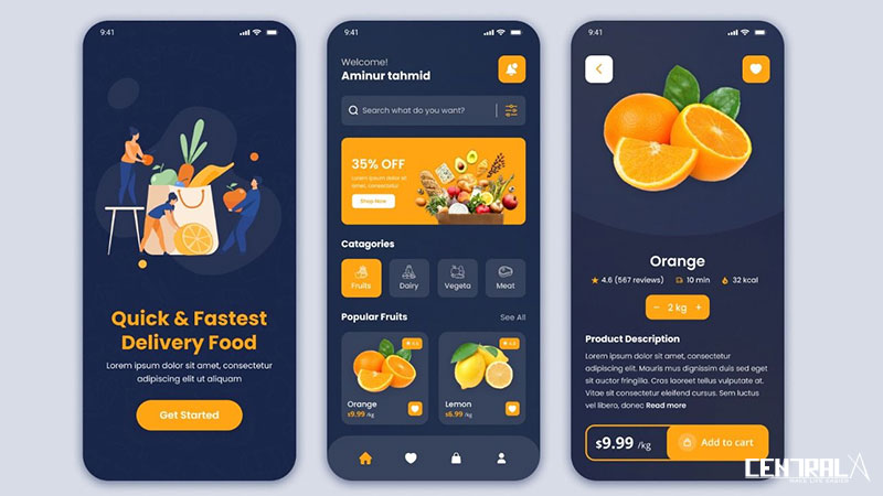 Một số tính năng minh họa của mobile app siêu thị nhỏ và vừa