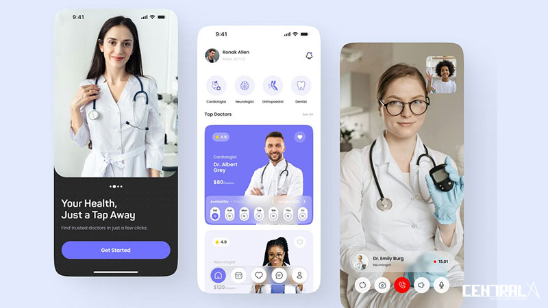 Một số tính năng minh họa của mobile app thẩm mỹ viện