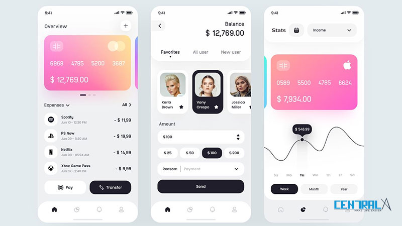 Giao diện minh họa của mobile app công ty kế toán