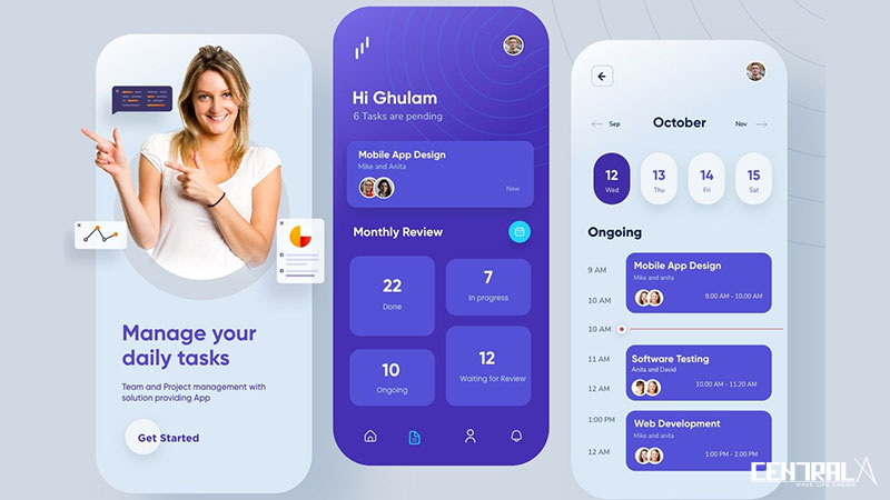 Một số tính năng minh họa của mobile app kế toán