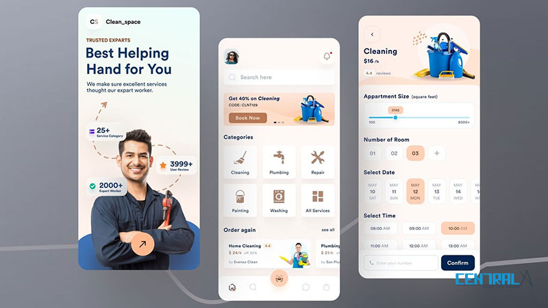 Giao diện minh họa của mobile app nhân sự