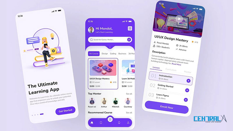 Giao diện minh họa của mobile app công ty thiết kế phần mềm
