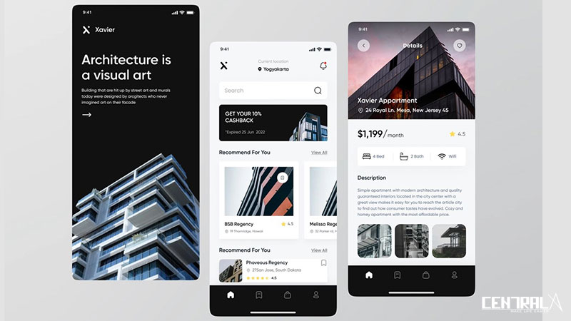 Một số tính năng minh họa của mobile app khách sạn