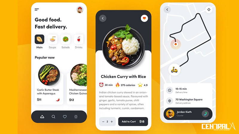 Một số tính năng minh họa của mobile app nhà hàng