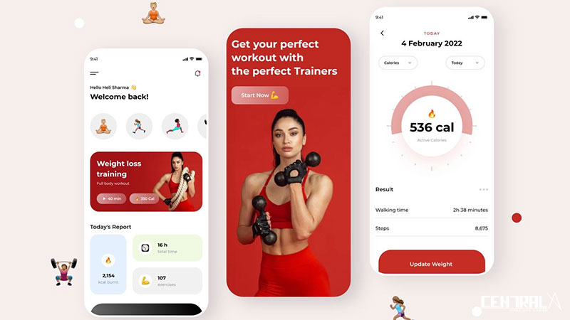Một số tính năng minh họa của mobile app trung tâm thể hình