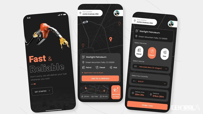 Một số tính năng minh họa của mobile app trạm xăng