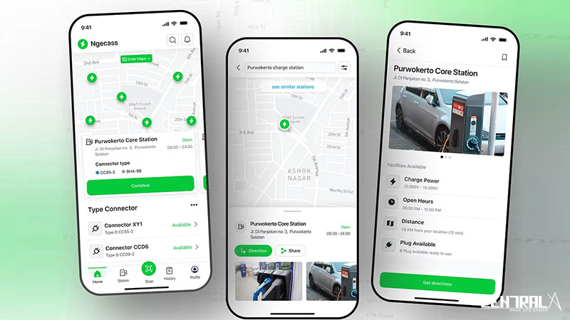 Một số tính năng minh họa của mobile app trạm sạc xe điện