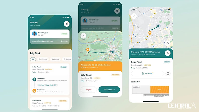 Một số tính năng minh họa của mobile app công ty vận tải