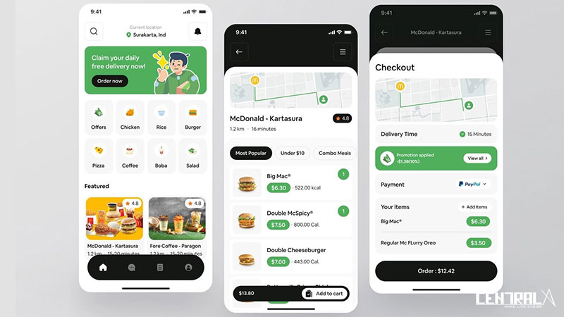 Một số tính năng minh họa của mobile app công ty logistics