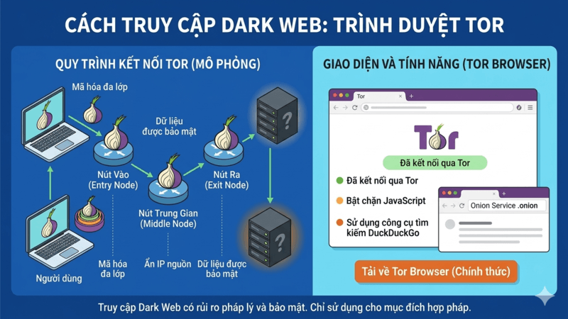 Truy cập dark website thông qua trình duyệt Tor